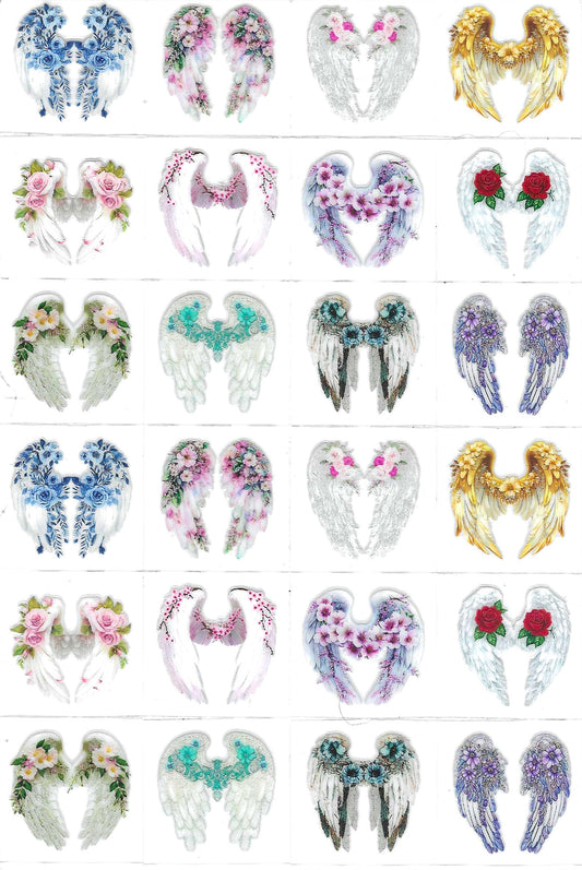 Angel wings with flowers Kiss Cut