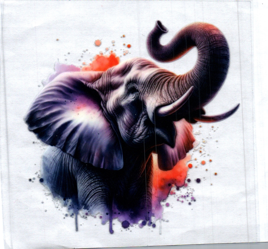 Elephant w/color splash left Animal Decal