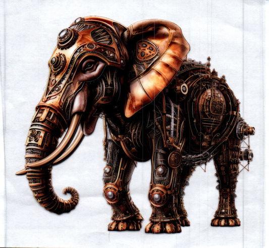 Steampunk Elephant left facing Animal Decal