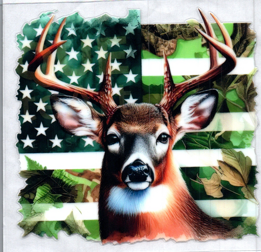 Deer w/ Camo Flag Animal Decal