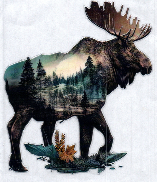 Double Exposed Moose Animal Decal