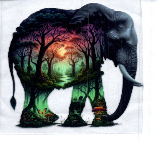 Double Exposed Elephant Animal Decal
