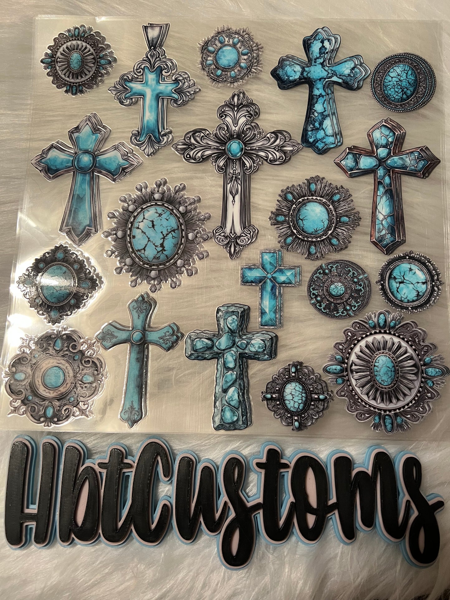 Crosses Turquoise Element 10 x 10