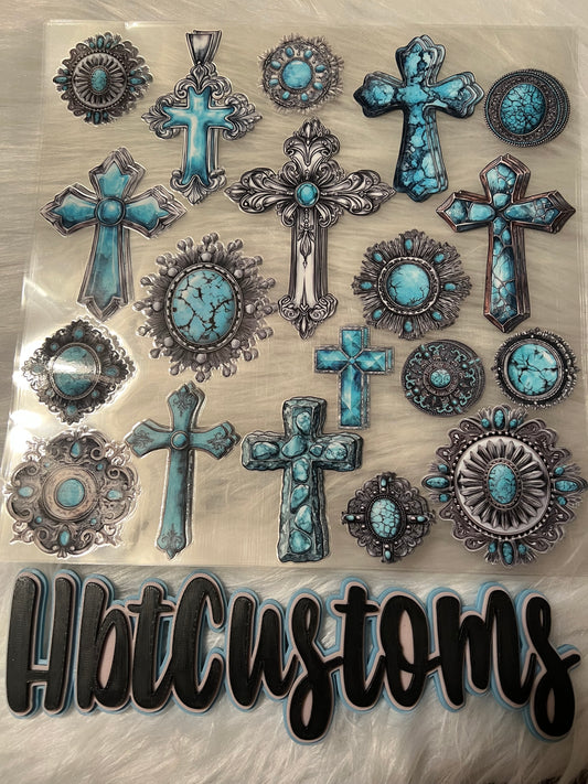 Crosses Turquoise Element 10 x 10