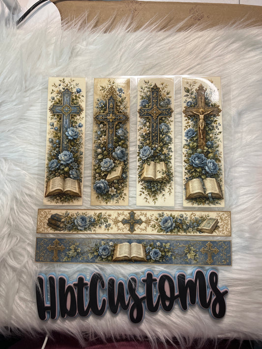 Blue flowers and Cross Bands Element