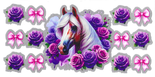 Horse w/Purple Flowers 16oz Glitter