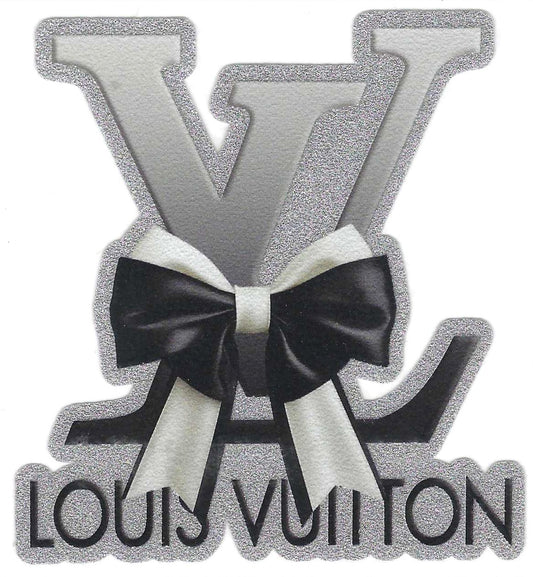 L-V W/ Black & White Bow Glitter Decal