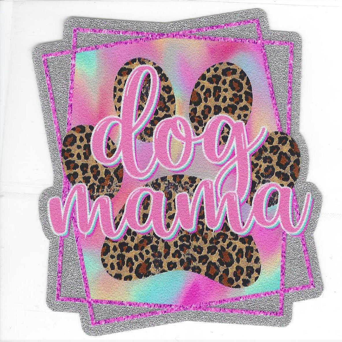 Pink & Brown Dog Mama Glitter Decal