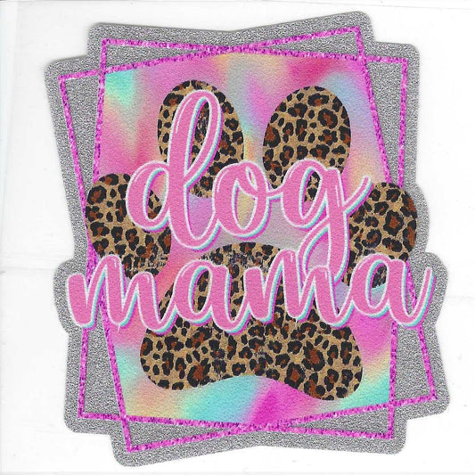 Pink & Brown Dog Mama Glitter Decal