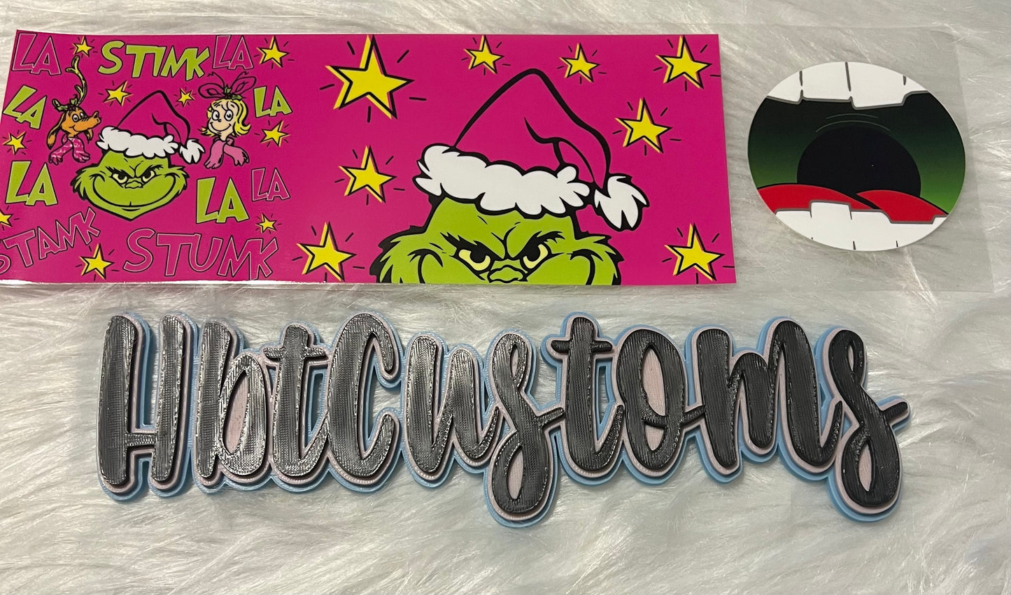 Grinch Pink 11oz coffee cup wrap w/bottom
