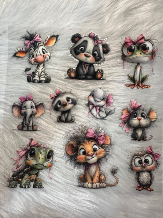 Cute Pink Bow Animals Element