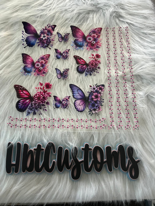 Purple Butterflies w/ Flowers Element 10x10