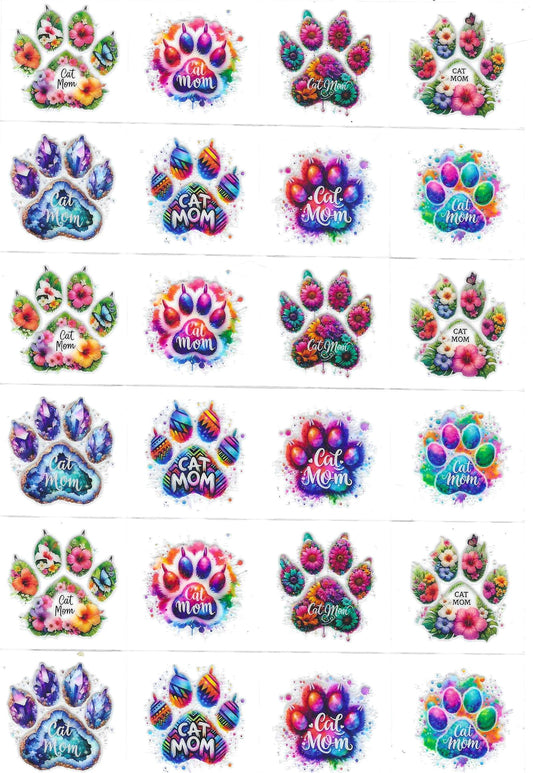 Paw Print Cat Mom 1 Kiss Cut