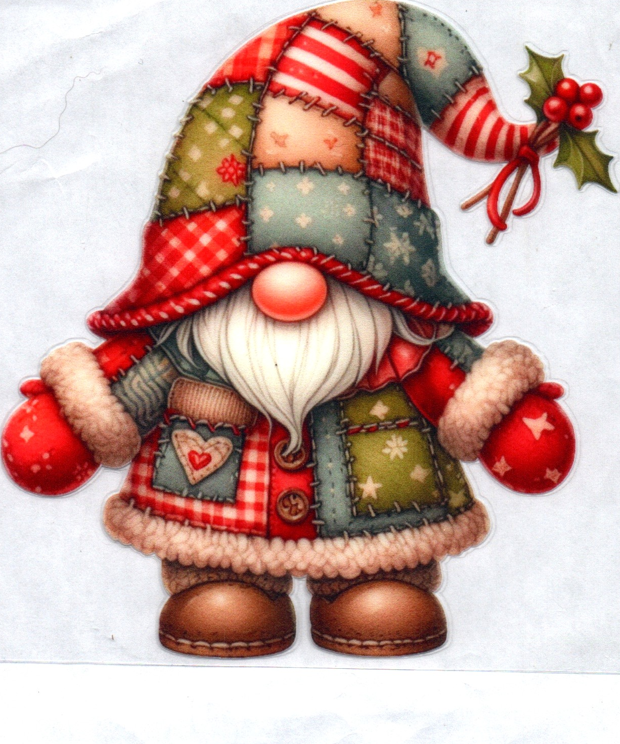 Patchwork Gnome Christmas Decal