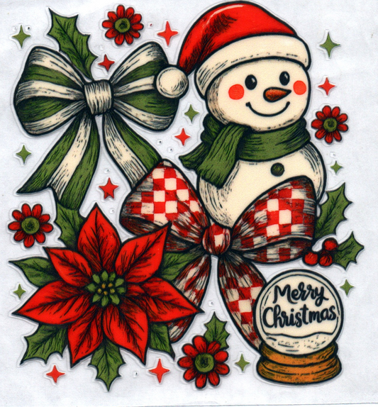 Snowman, Bow, Flower Christmas Decal