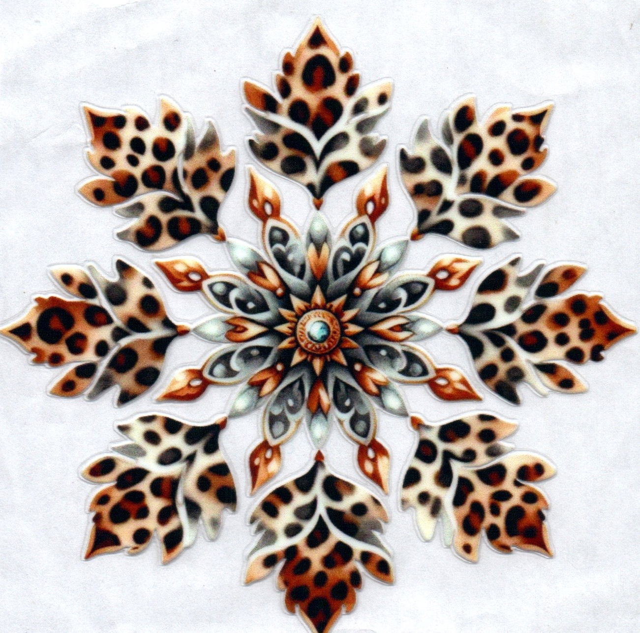 Pretty Leopard Flower Christmas Decal