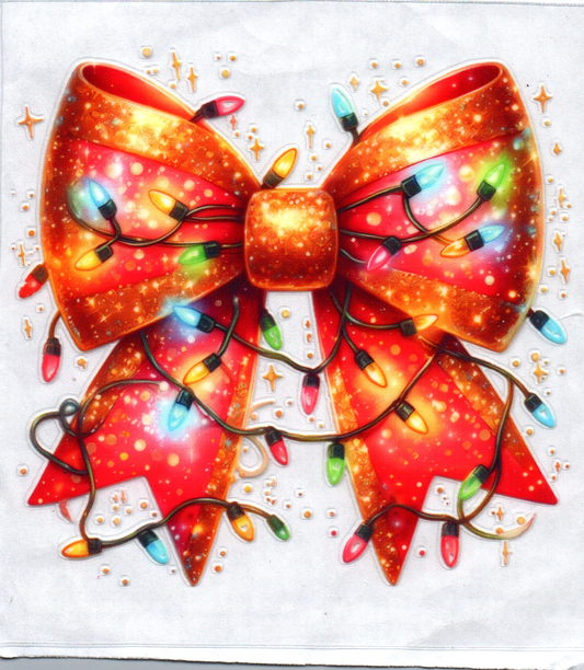 Red Bow w/ Light Christmas Decal