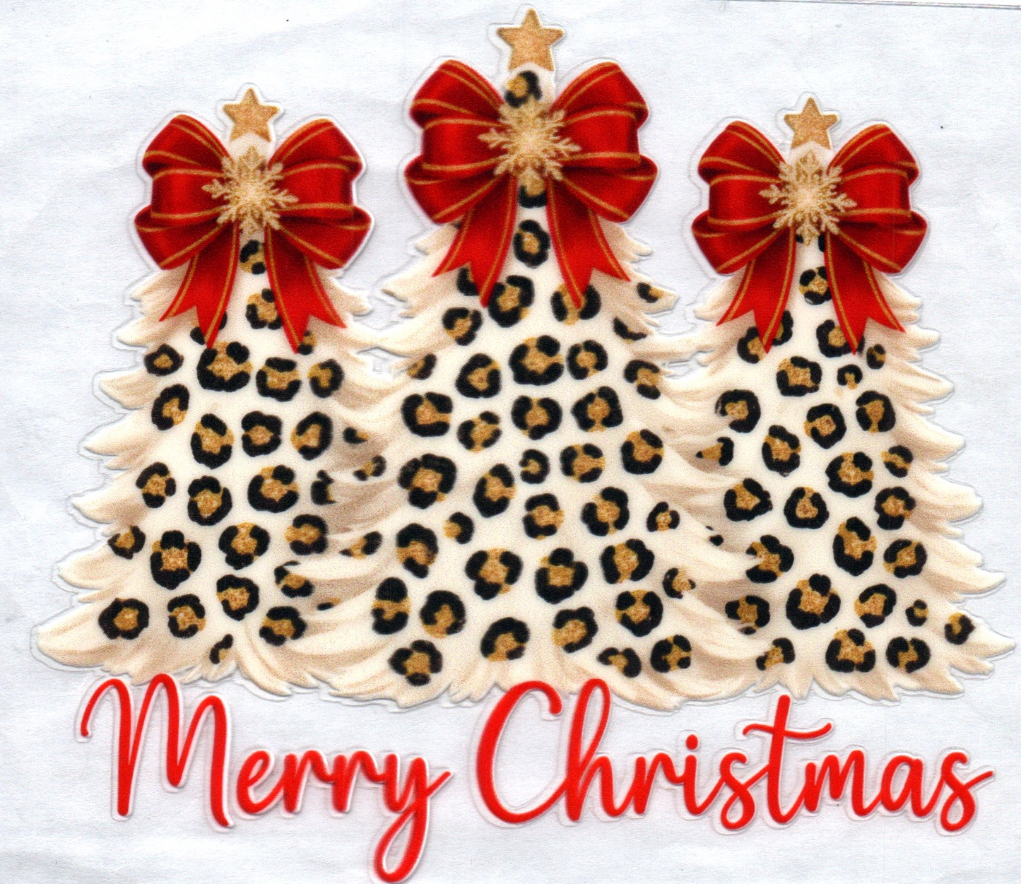 White Leopard Christmas Trees Decal
