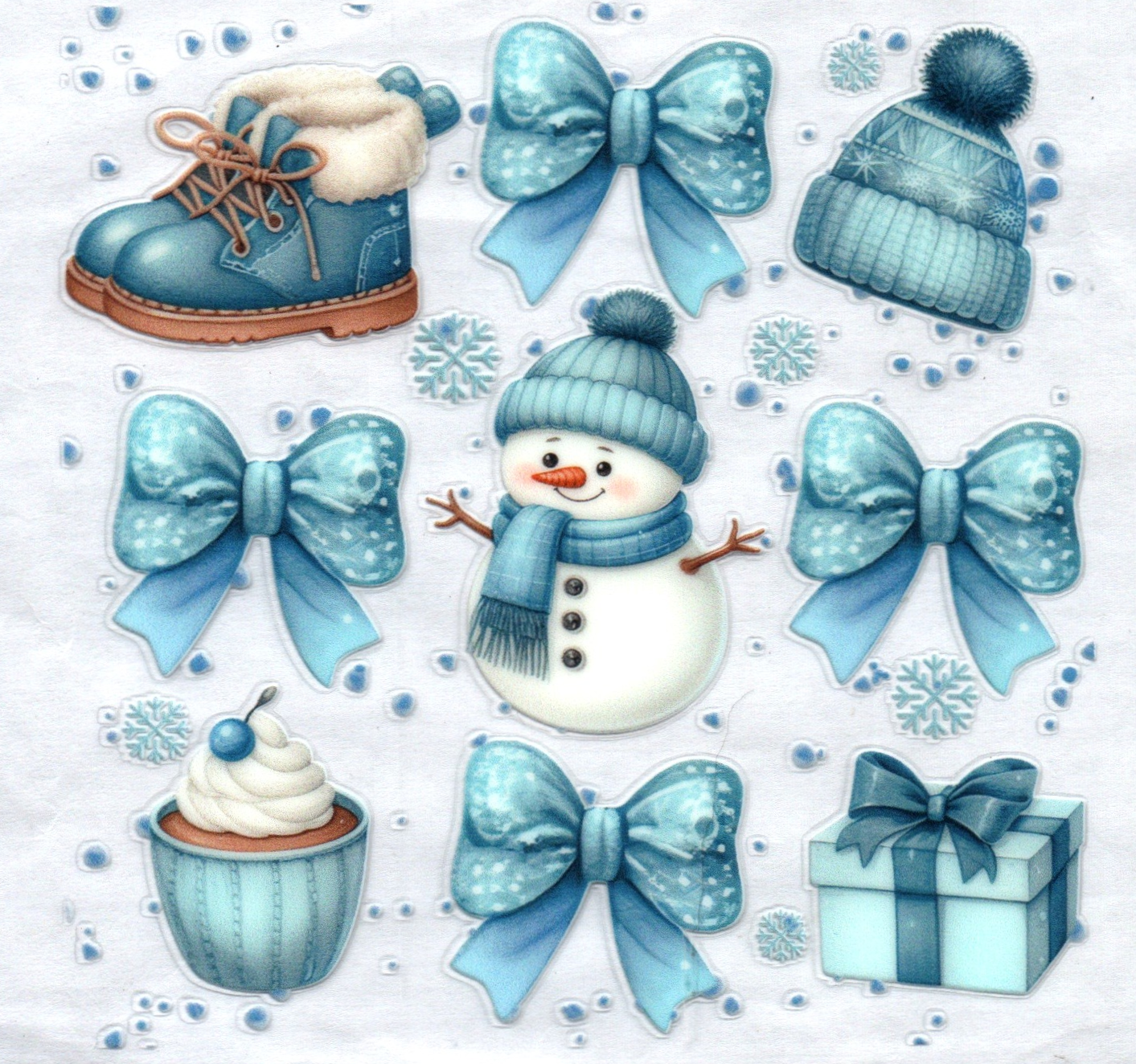 Snowman Boots Hat Bows Christmas Decal