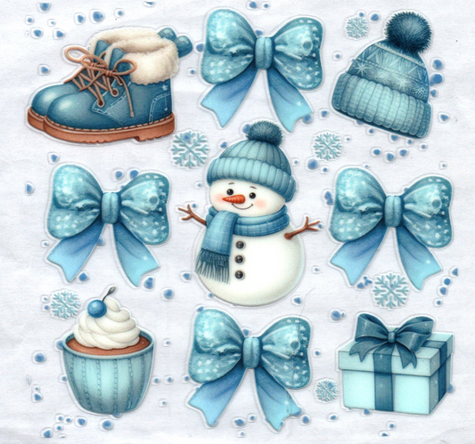 Snowman Boots Hat Bows Christmas Decal