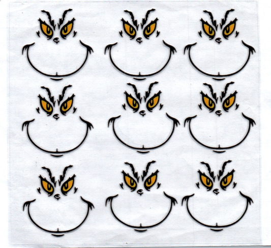 Little Green Guy Faces Christmas Decal