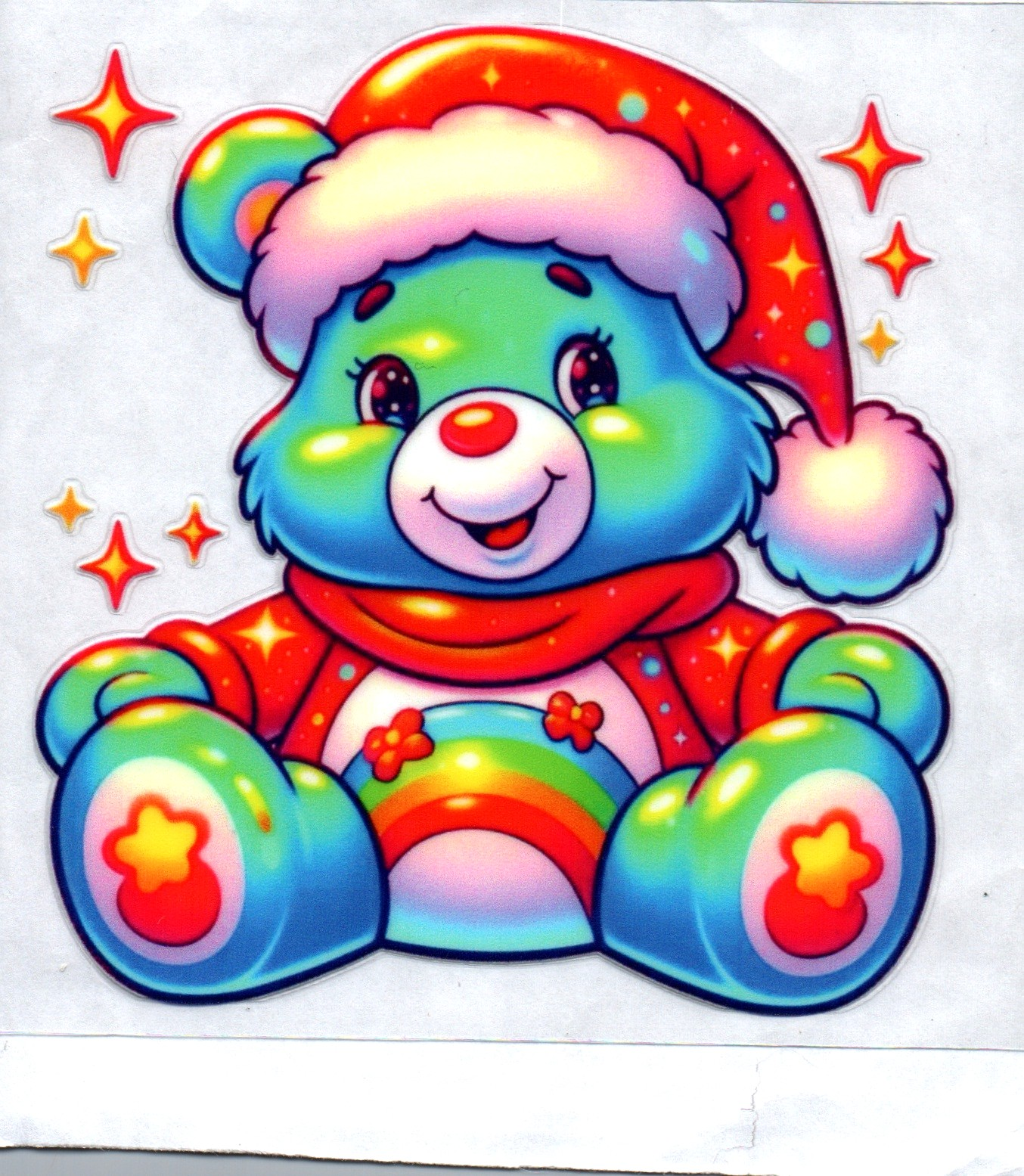 Rainbow Bear Christmas Decal