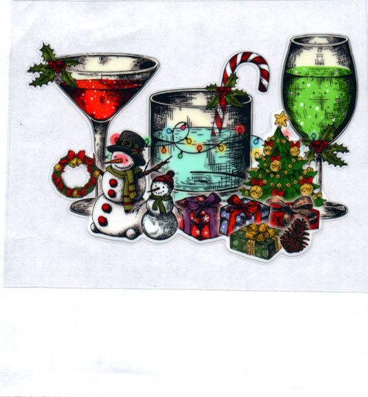 Drinks n snowman Christmas Decal