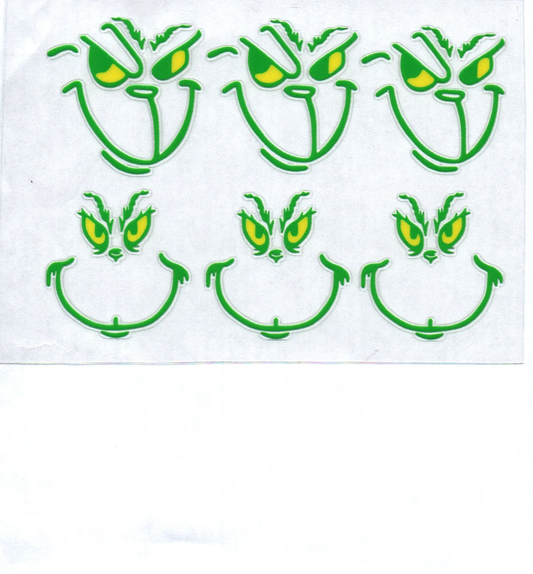 Green Green Guy Faces Christmas Decal