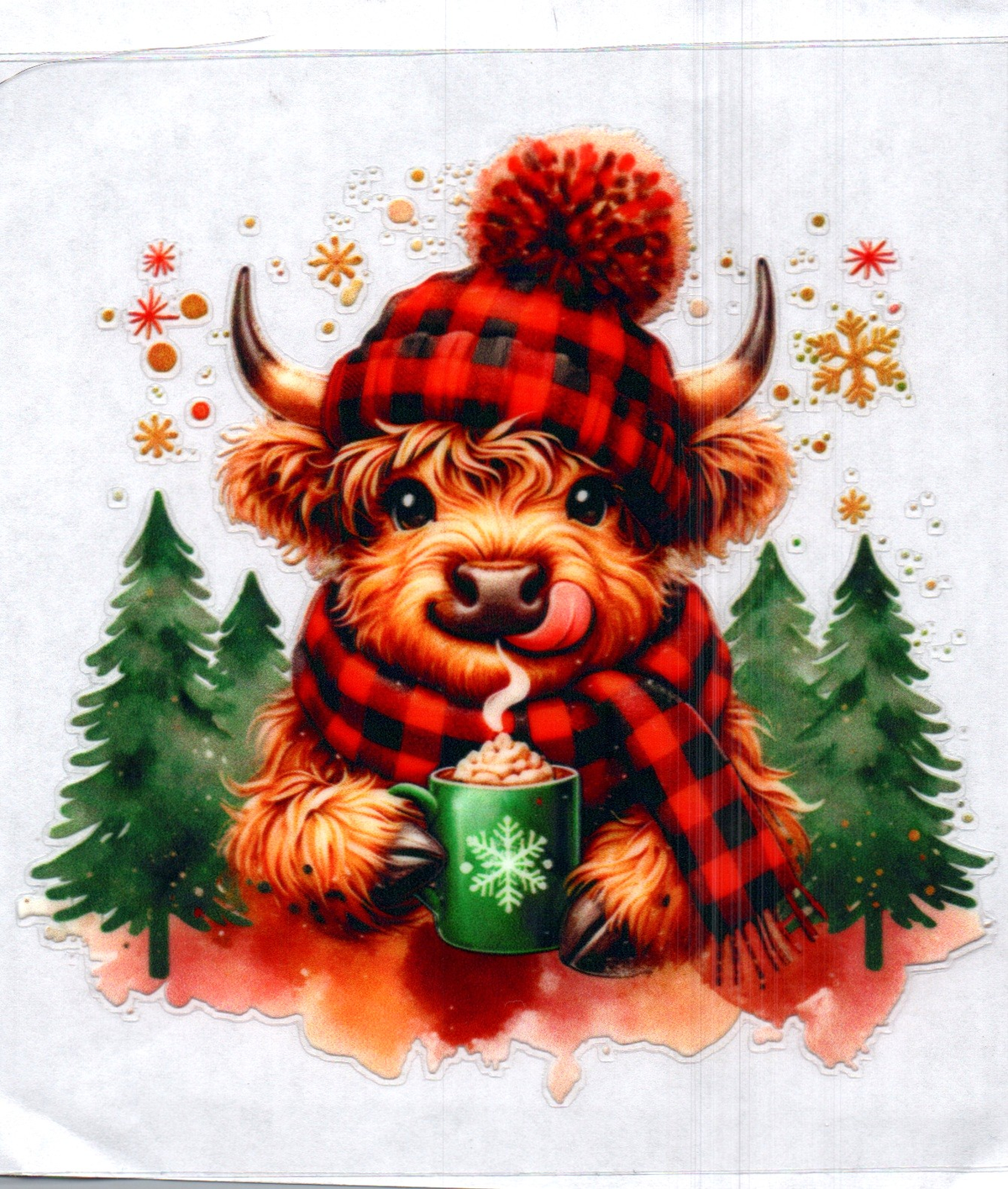 Winter Cow w/Hot Cocoa Single Decal 127