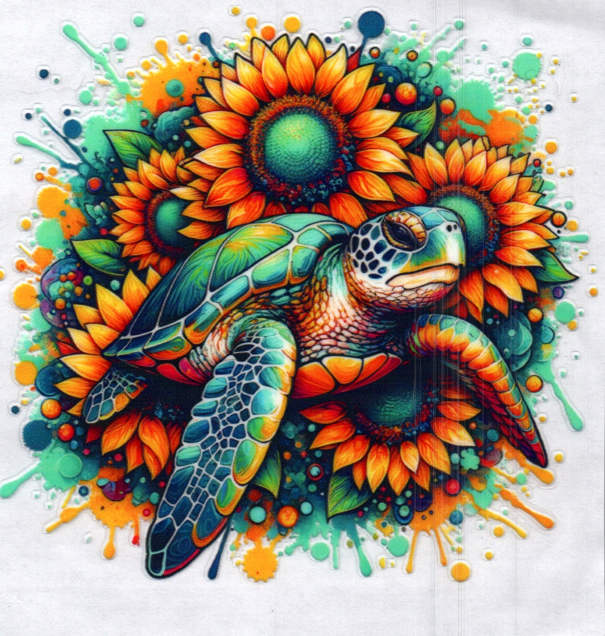 Sunflowers w/sea turtle Single Decal 163