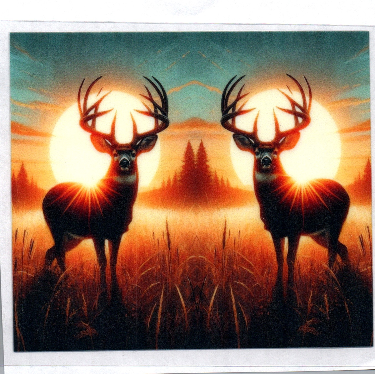 2 Deer's in field 17 Single Decal