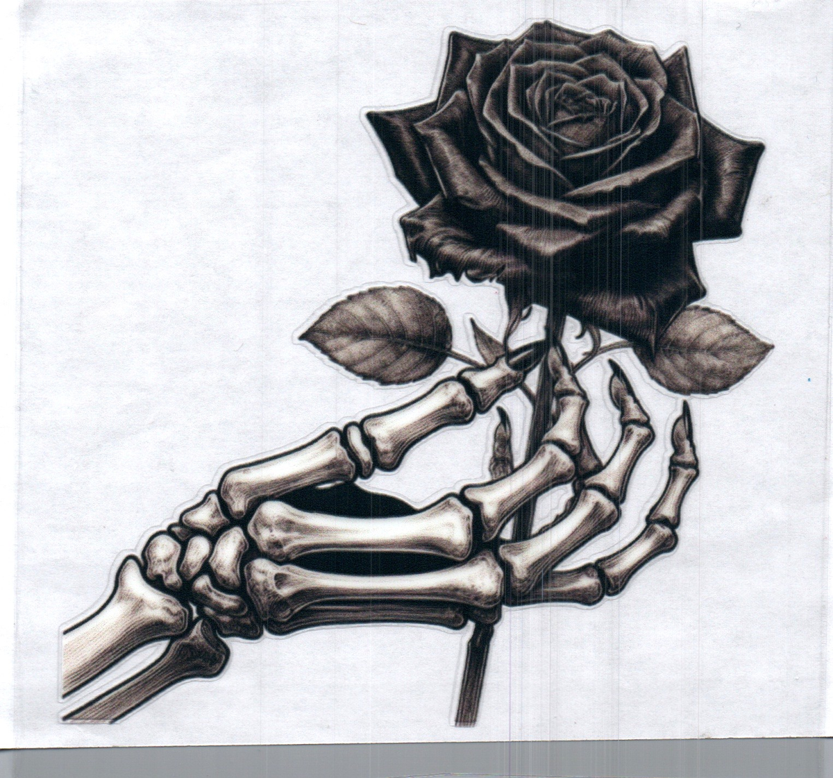 Skelton Hand w/black rose Single Decal 184