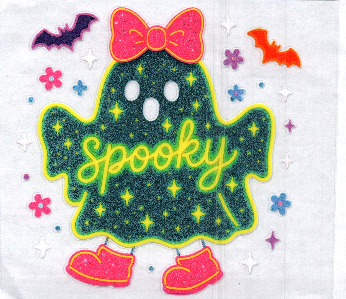 Spooky neon ghost Single Decal 197