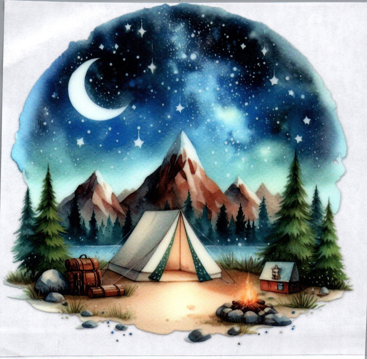 Tent in the night 21 Single Decal
