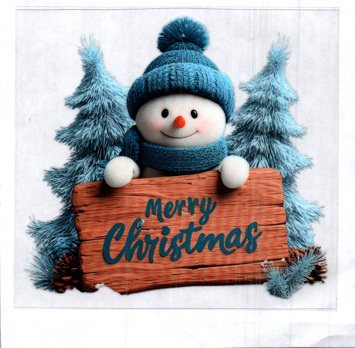 Snowman Merry Christmas sign blue Single Decal 213