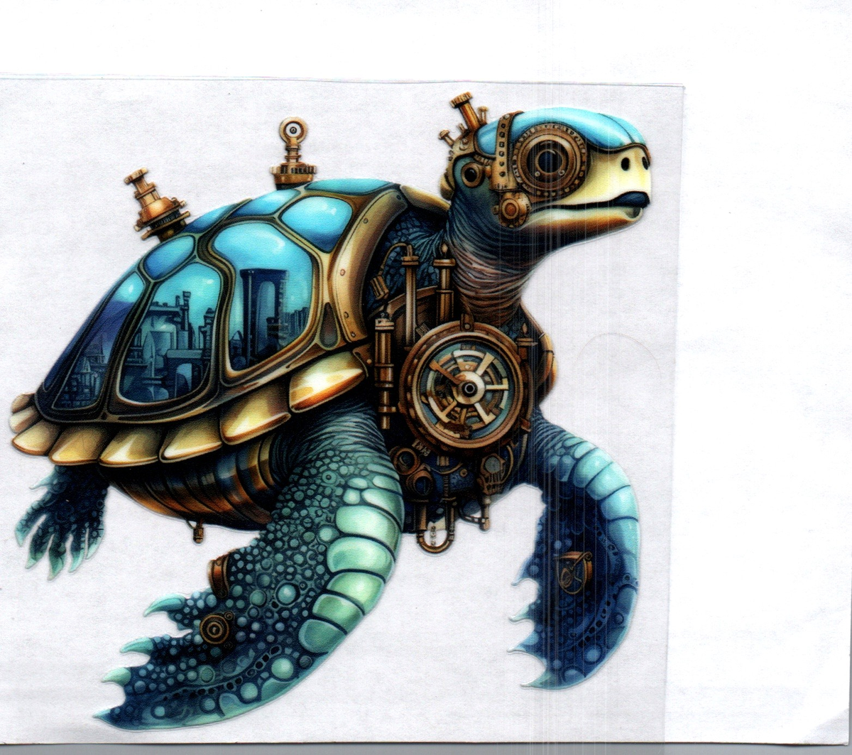 Steam punk turtle right facing 74 Single Decal