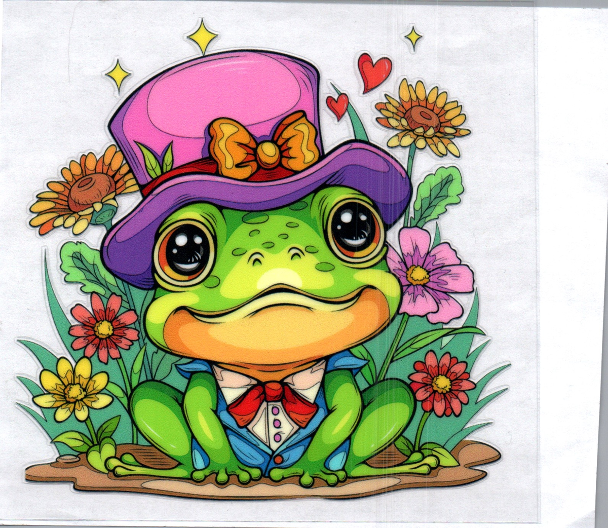 Green Frog purple hat 78 Single Decal