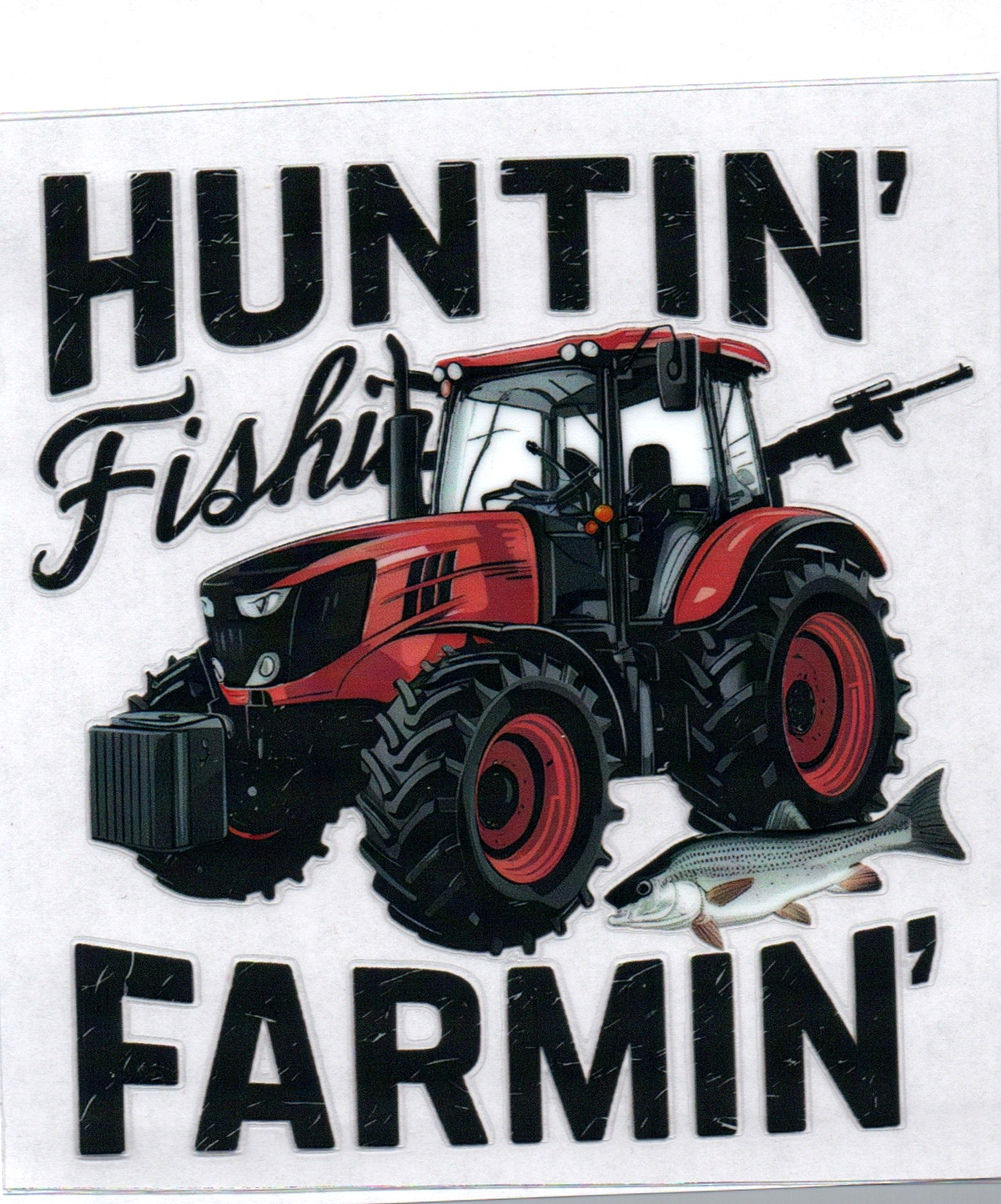 Hunting Fishing Farming w/red tractor 8 Single Decal