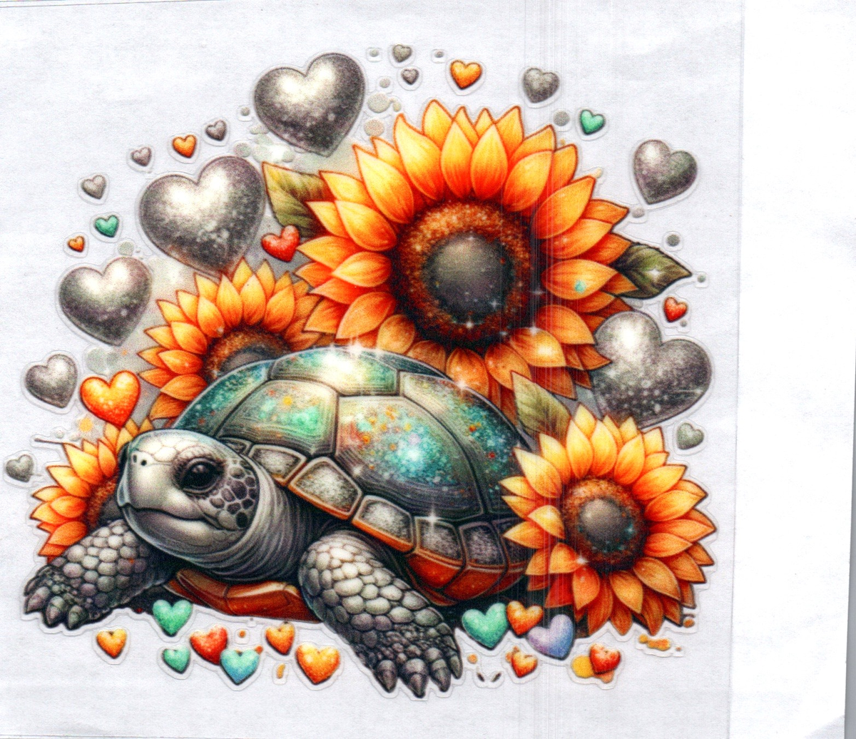 Turtle & sunflower 81 Single Decal
