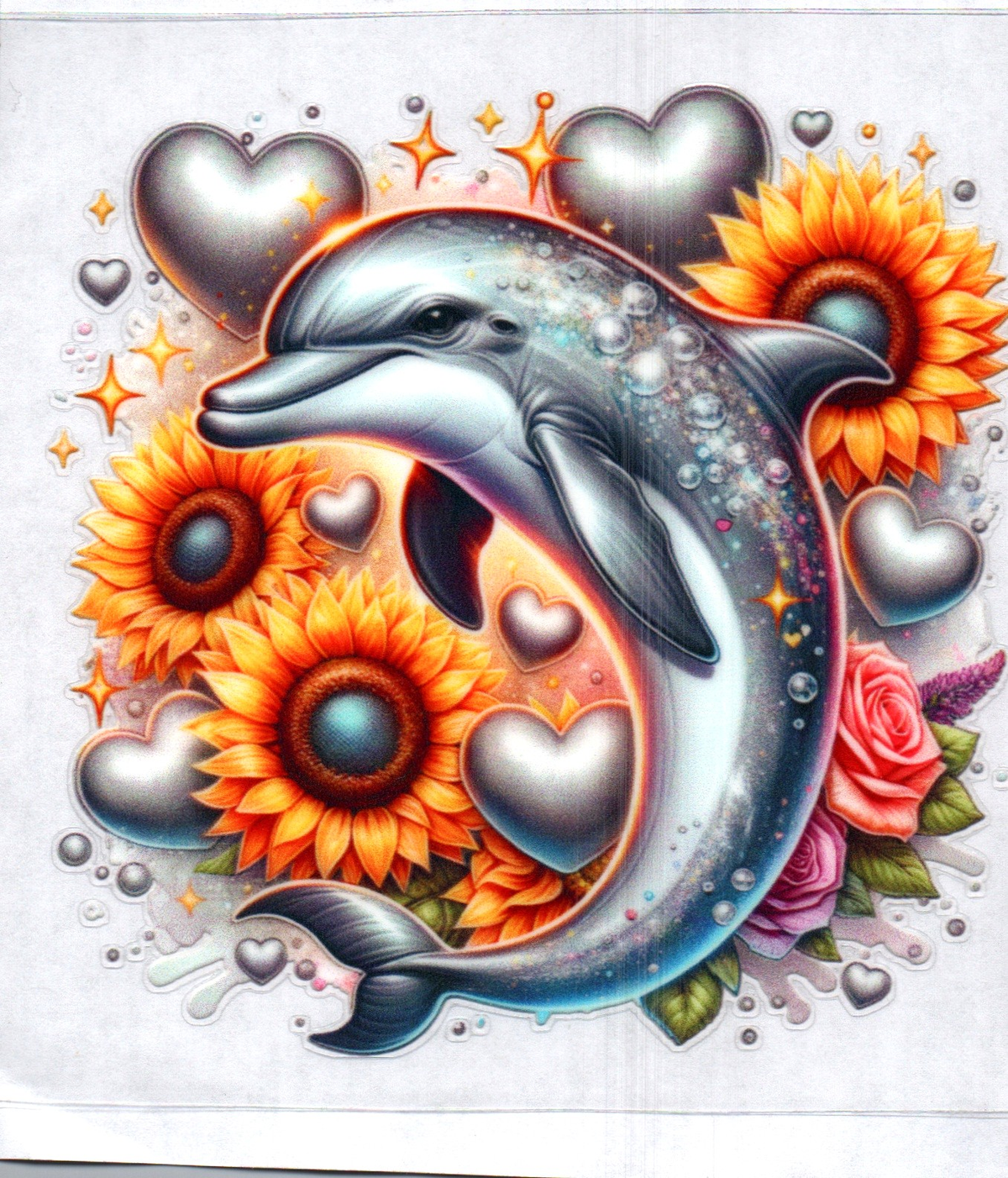 dolphin & sunflower 82 Single Decal