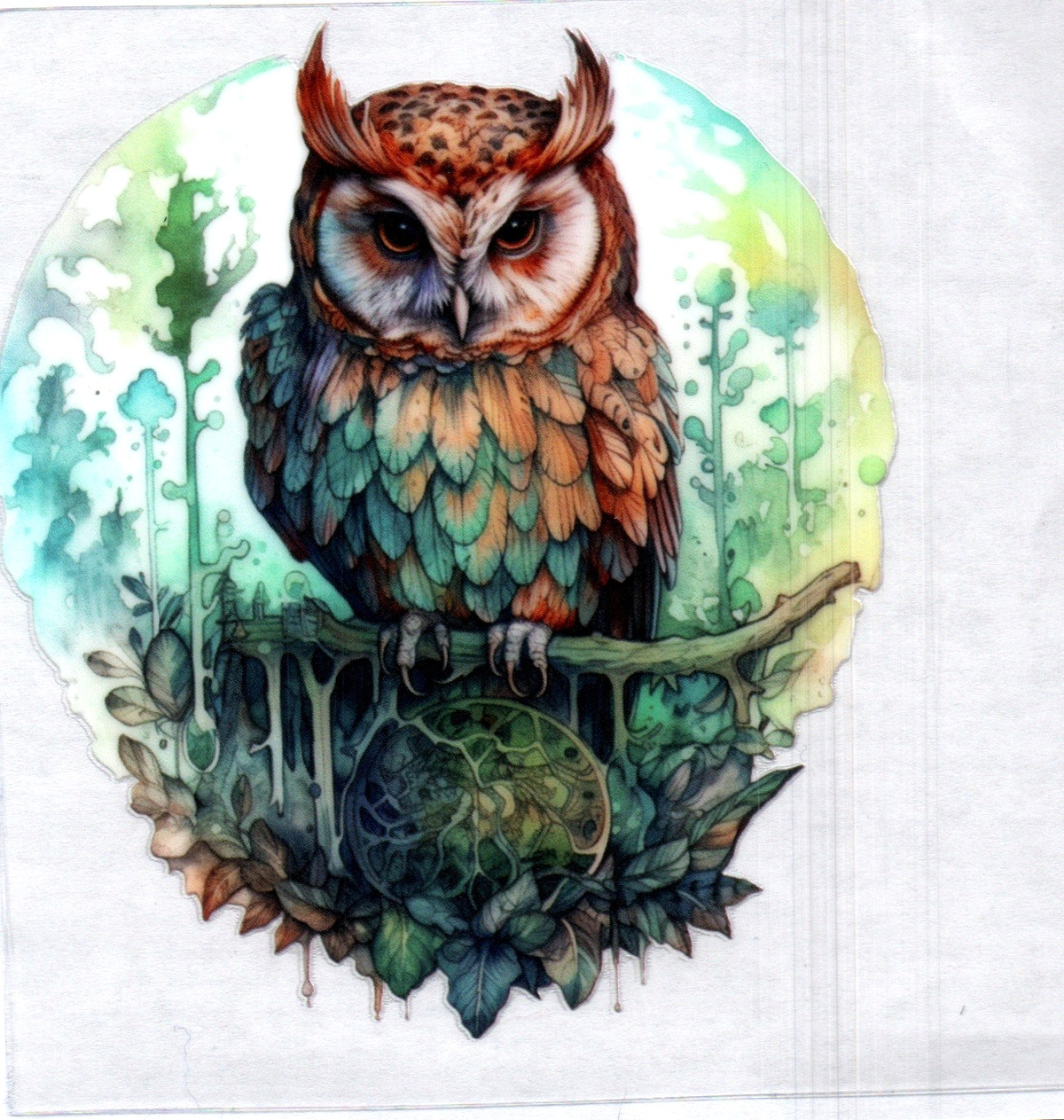 Brown and green owl 97 Single Decal