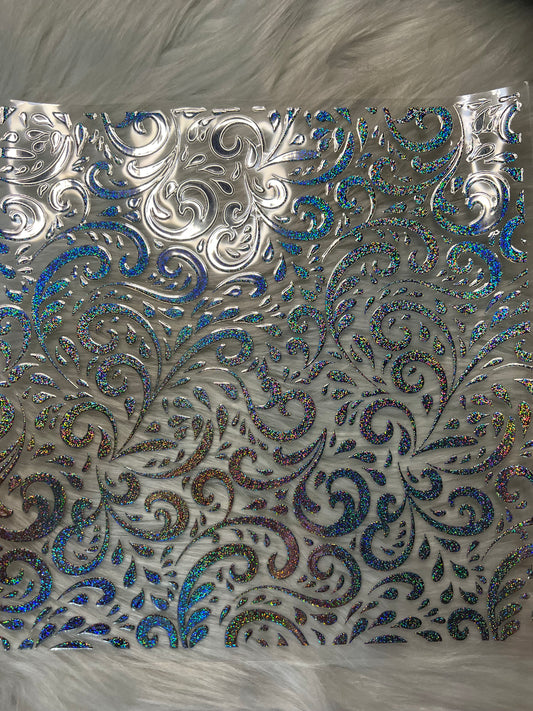 Silver Metallic Scroll 1 Glitter Elements