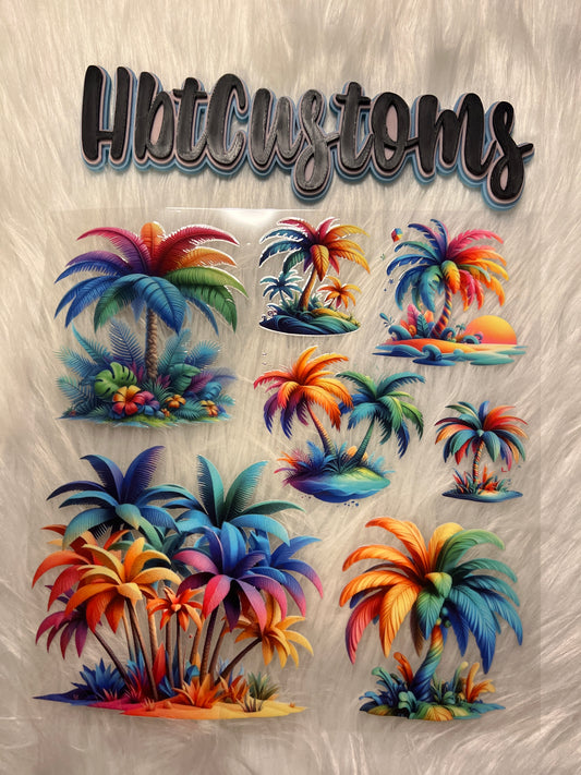 Rainbow Palm Trees Element
