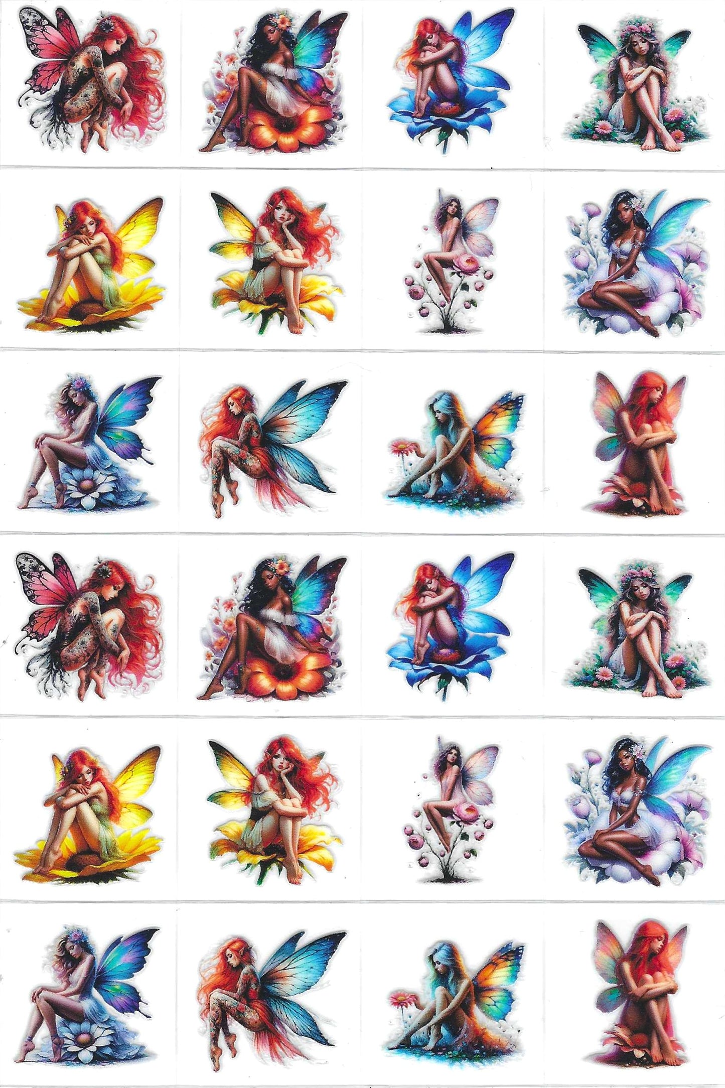 Colorful Fairies Kiss Cut