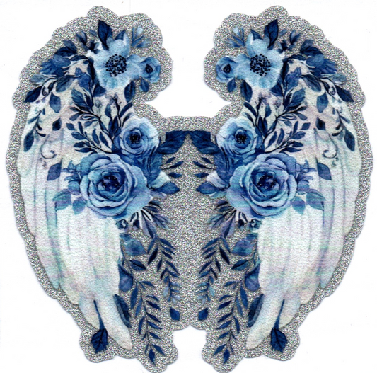 Angel Wings w/flowers Glitter Back Decal 3