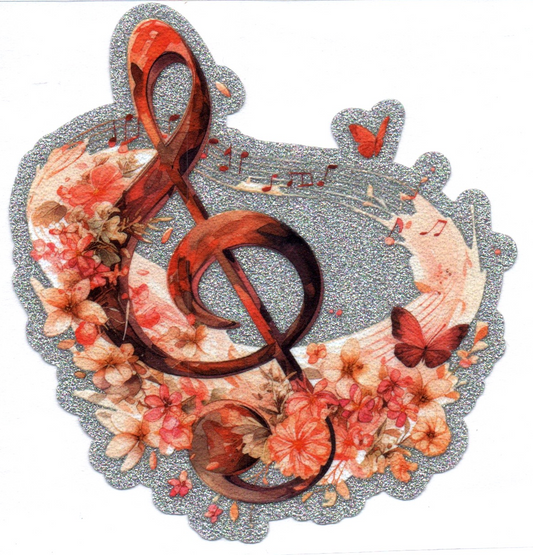 Music Note Glitter Back Decal 4