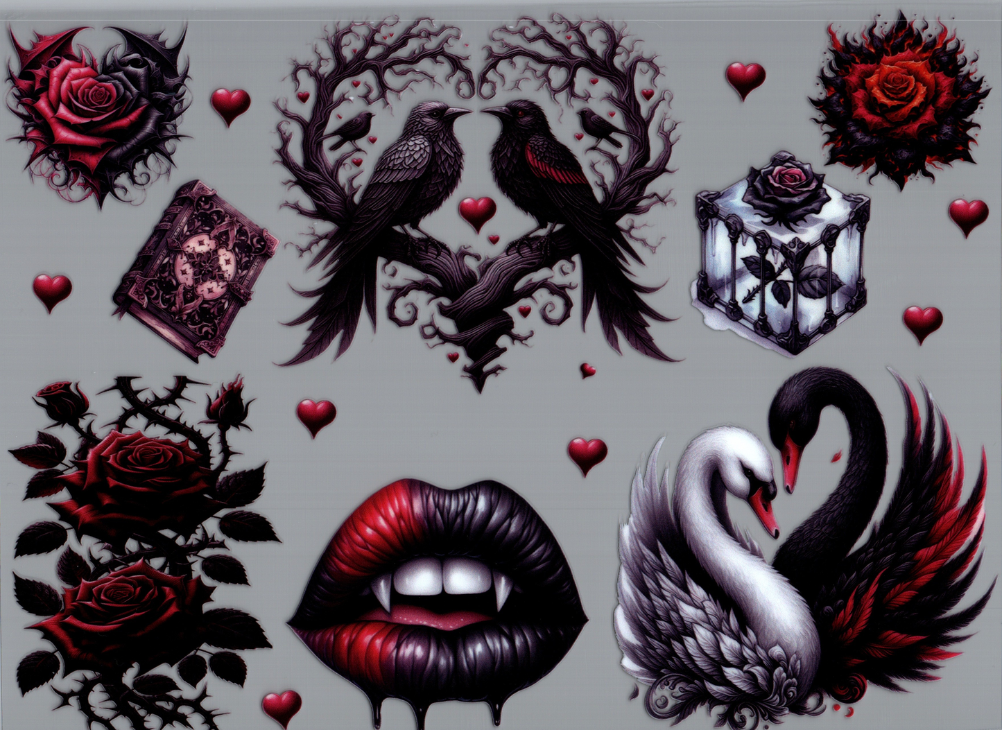 Gothic Swans & Birds Element