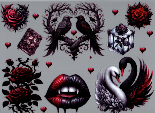 Gothic Swans & Birds Element