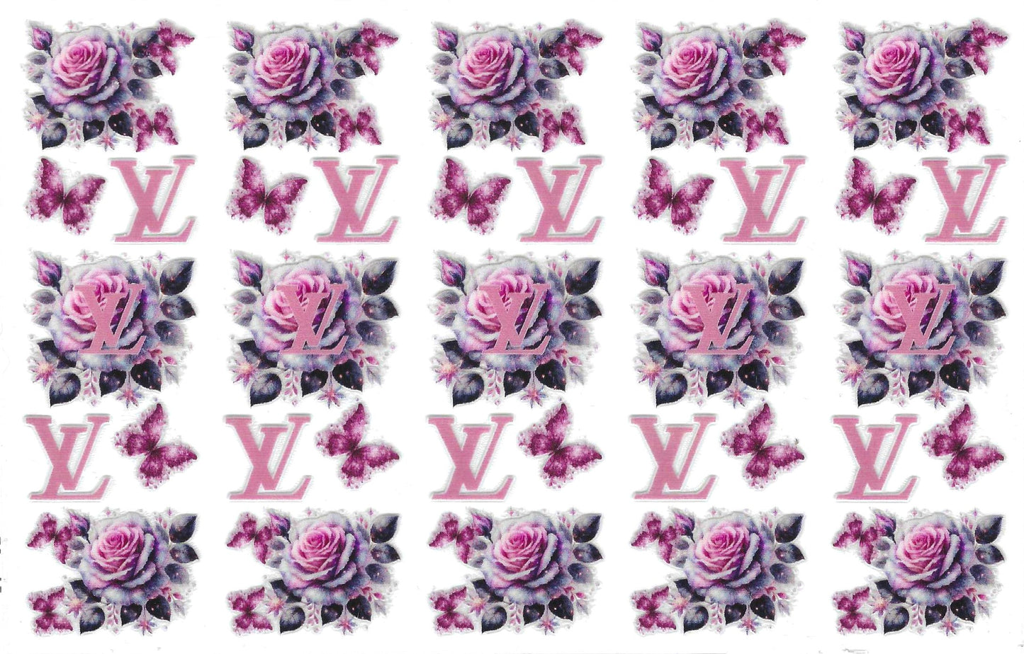 Pink Designer L-V w/ Butterflies & Roses Pen Wraps