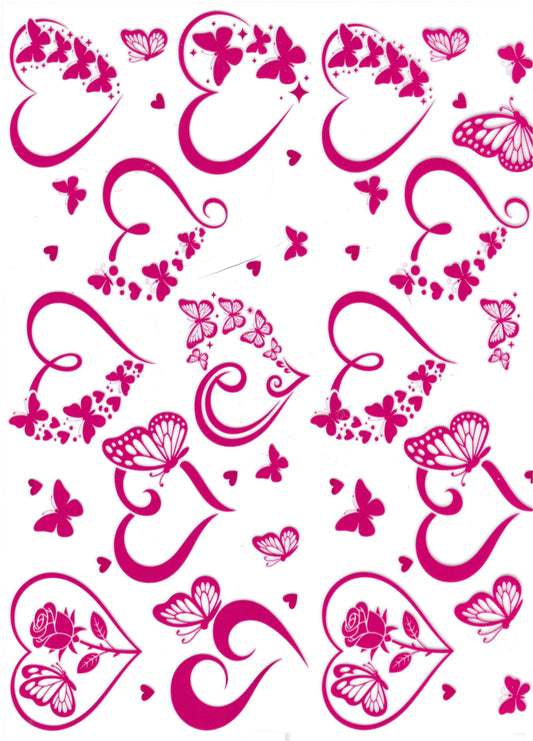 Pink Heart Outline w/ Butterflies Element
